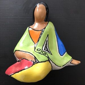 Pottery Ceramic Figure Indigenous Figure Woman signed “Bale 10.324 CR”